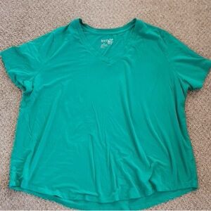 Women’s V-Neck Short Sleeve Top - Teal Green